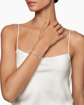 Classic Cable Bracelet in Sterling Silver with 14K Yellow Gold and Pavé Diamond Domes, 5mm